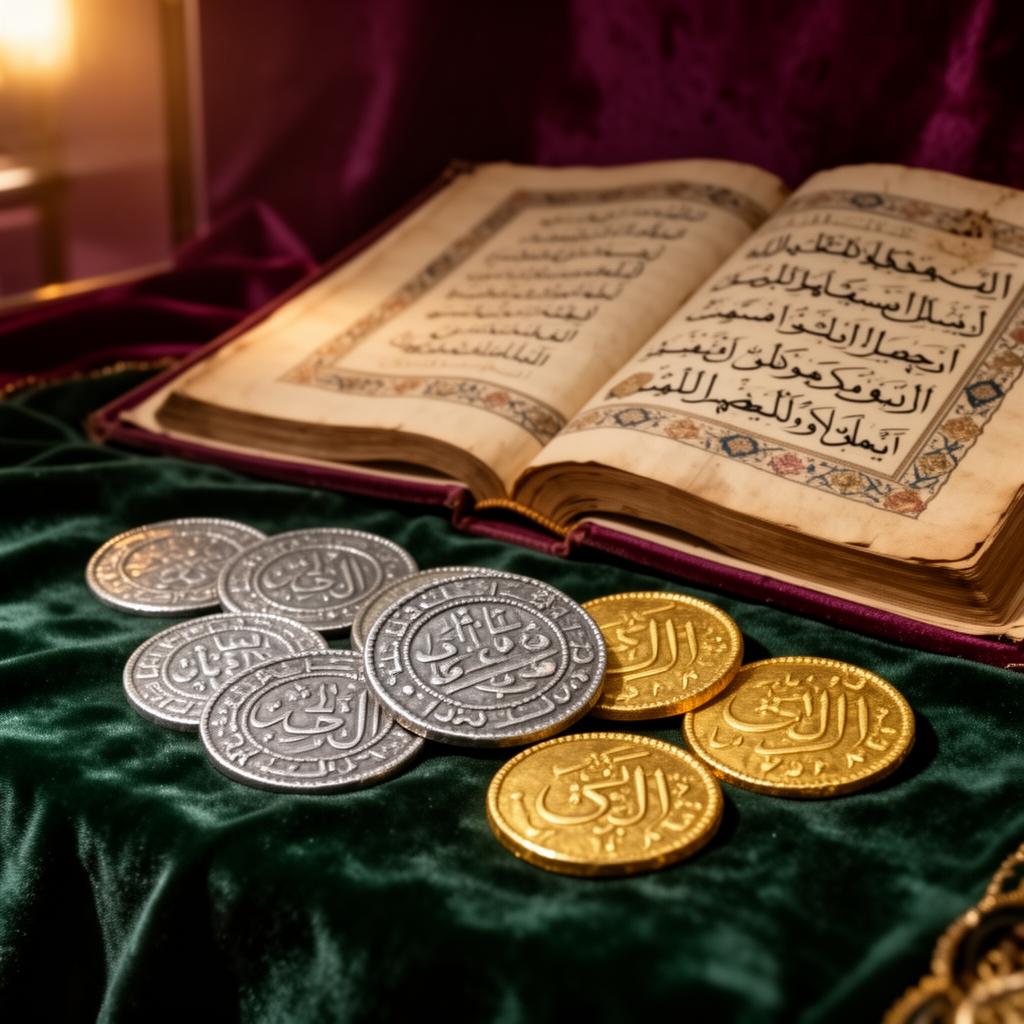 Azwaj-e-Mutahirat — ancient silver dirham coins and Islamic manuscript symbolising the blessed dowries of the Prophet's wives